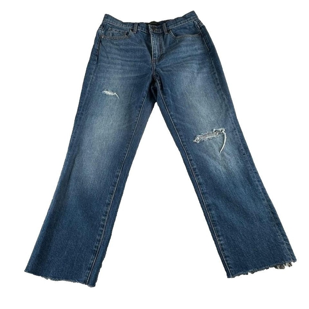 Banana Republic Vintage Straight Jeans Wmns Tag 27 Fits 29 Blue Raw Hem Ripped